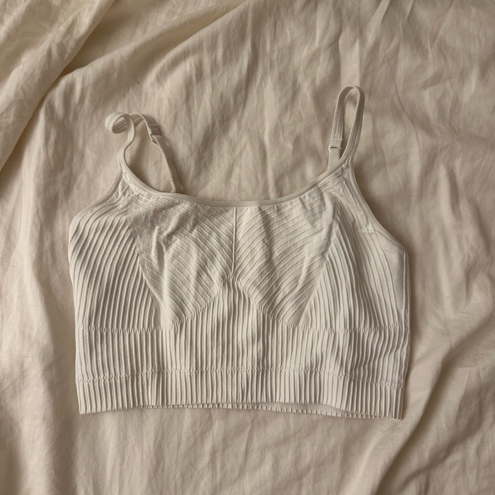 Aerie White Ribbed Bralette